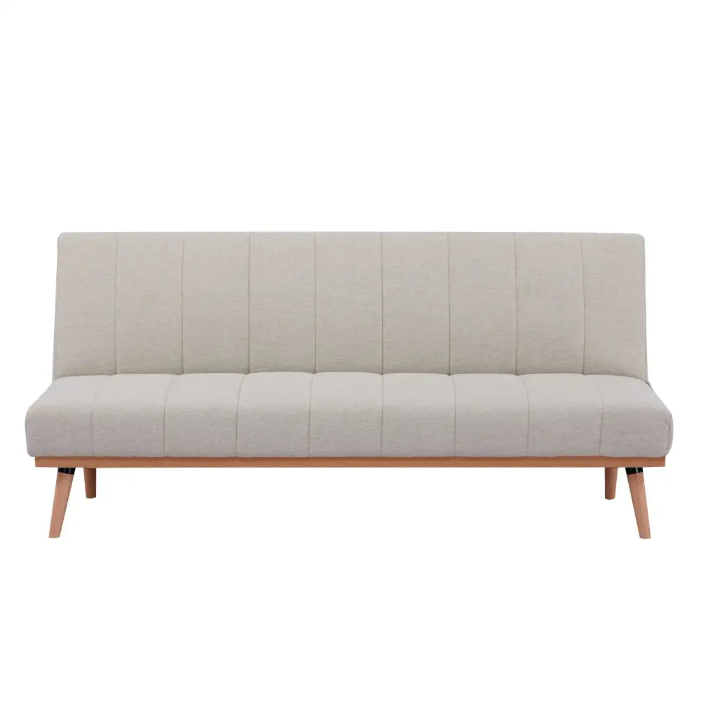 Monroe 3 Seater Sofa Futon Bed Fabric Lounge Couch - Beige - Furniture > Sofas