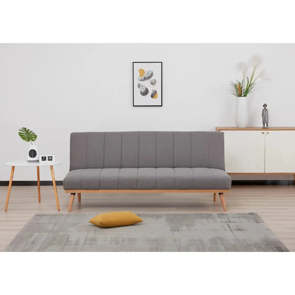 Monroe 3 Seater Sofa Futon Bed Fabric Lounge Couch - Graphite - Furniture > Sofas