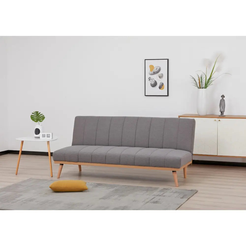 Monroe 3 Seater Sofa Futon Bed Fabric Lounge Couch - Graphite - Furniture > Sofas