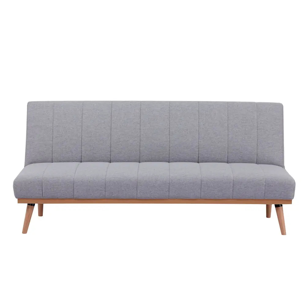 Monroe 3 Seater Sofa Futon Bed Fabric Lounge Couch - Grey - Furniture > Sofas