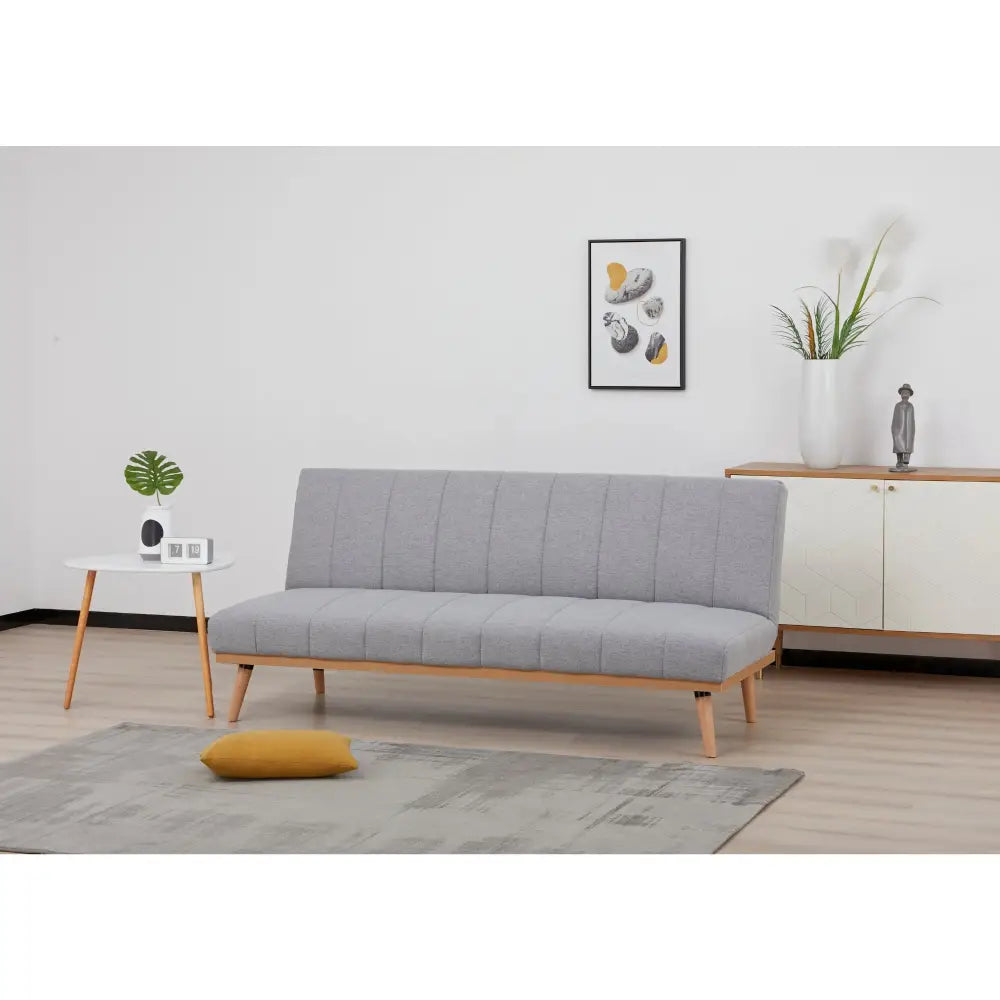 Monroe 3 Seater Sofa Futon Bed Fabric Lounge Couch - Grey - Furniture > Sofas