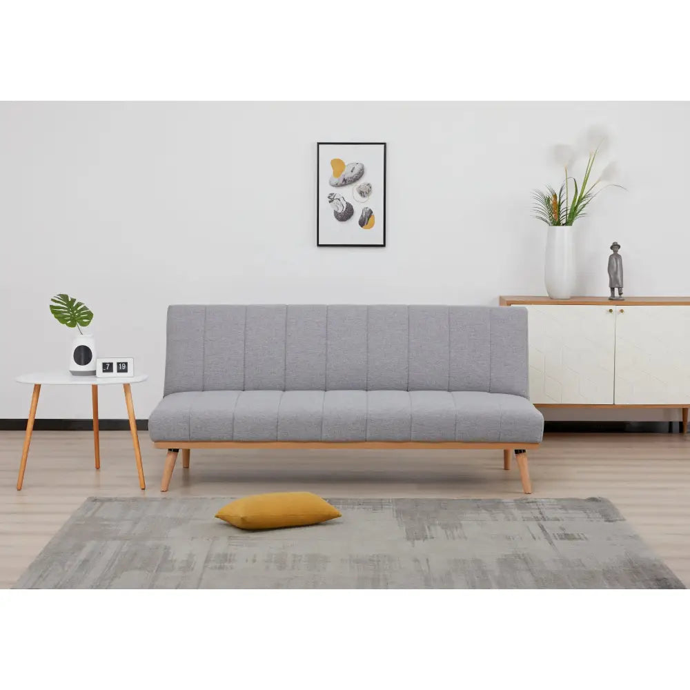 Monroe 3 Seater Sofa Futon Bed Fabric Lounge Couch - Grey - Furniture > Sofas