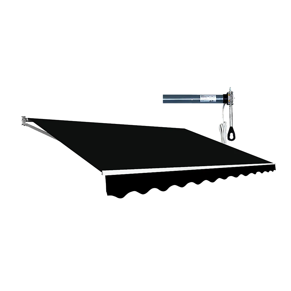 Motorised Outdoor Folding Arm Awning Retractable Sunshade Canopy Black 5.0m x 2.5m - Home & Garden > Shading