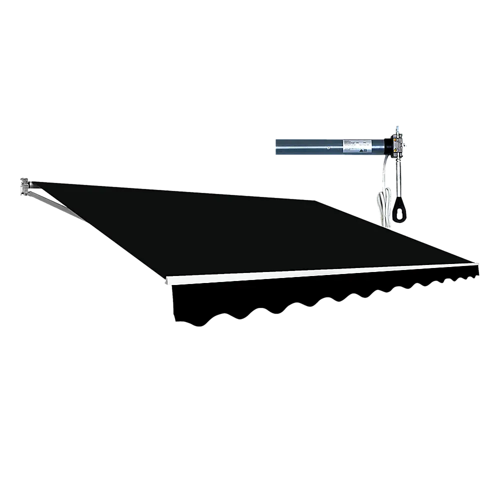 Motorised Outdoor Folding Arm Awning Retractable Sunshade Canopy Black 4.0m x 2.5m - Home & Garden > Shading
