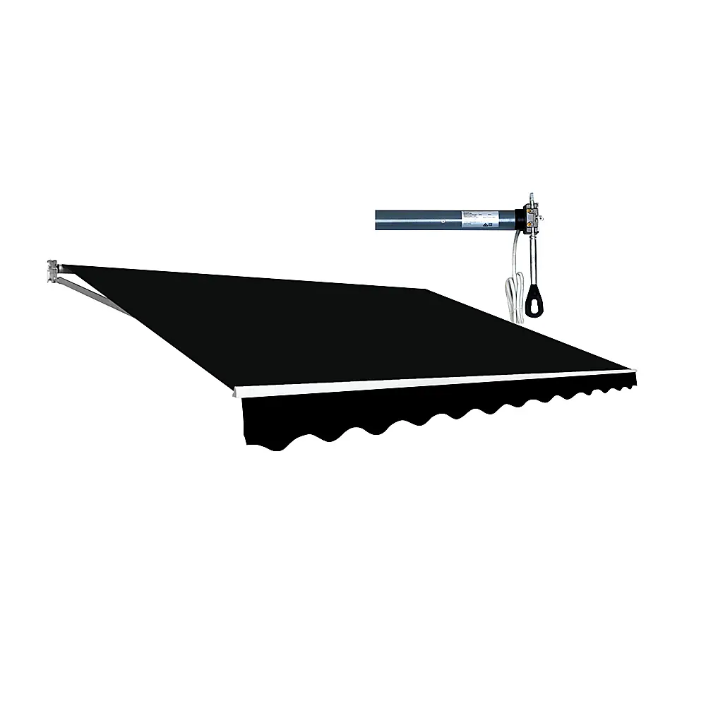 Motorised Outdoor Folding Arm Awning Retractable Sunshade Canopy Black 4.0m x 3.0m - Home & Garden > Shading