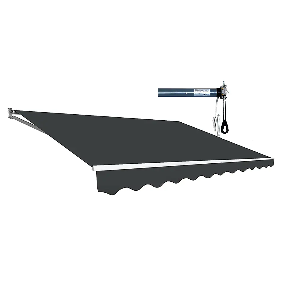 Motorised Outdoor Folding Arm Awning Retractable Sunshade Canopy Grey 5.0m x 2.5m - Home & Garden > Shading