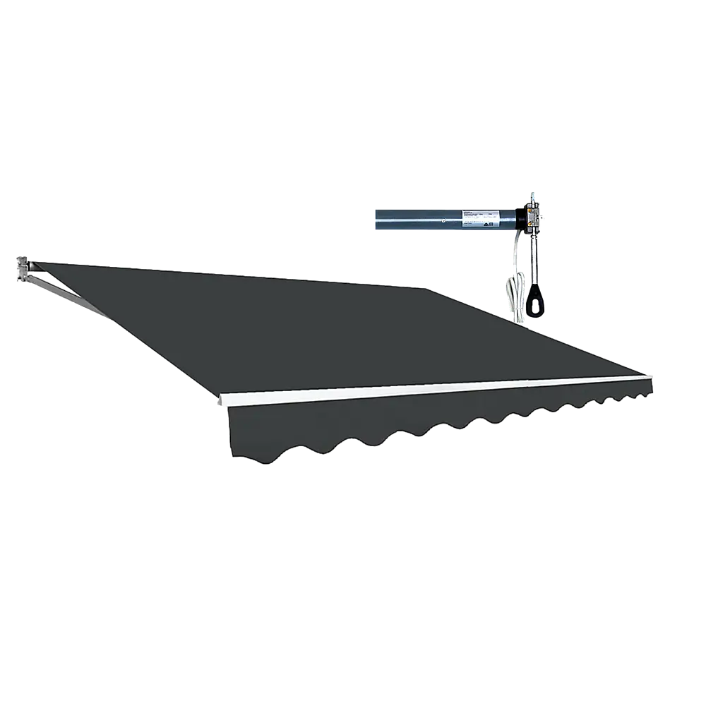 Motorised Outdoor Folding Arm Awning Retractable Sunshade Canopy Grey 5.0m x 3.0m - Home & Garden > Shading
