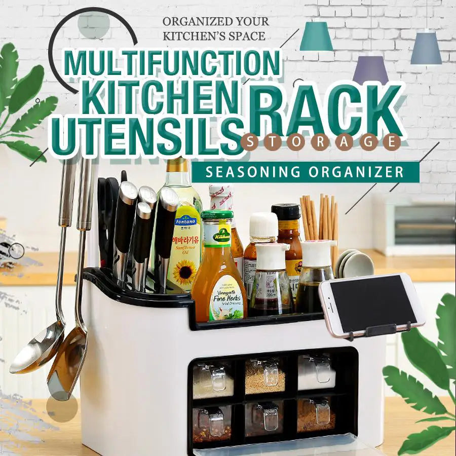 Multifunction Kitchen Utensils Condiment Storage Rack Seasoning Storage Box - Home & Garden > Storage