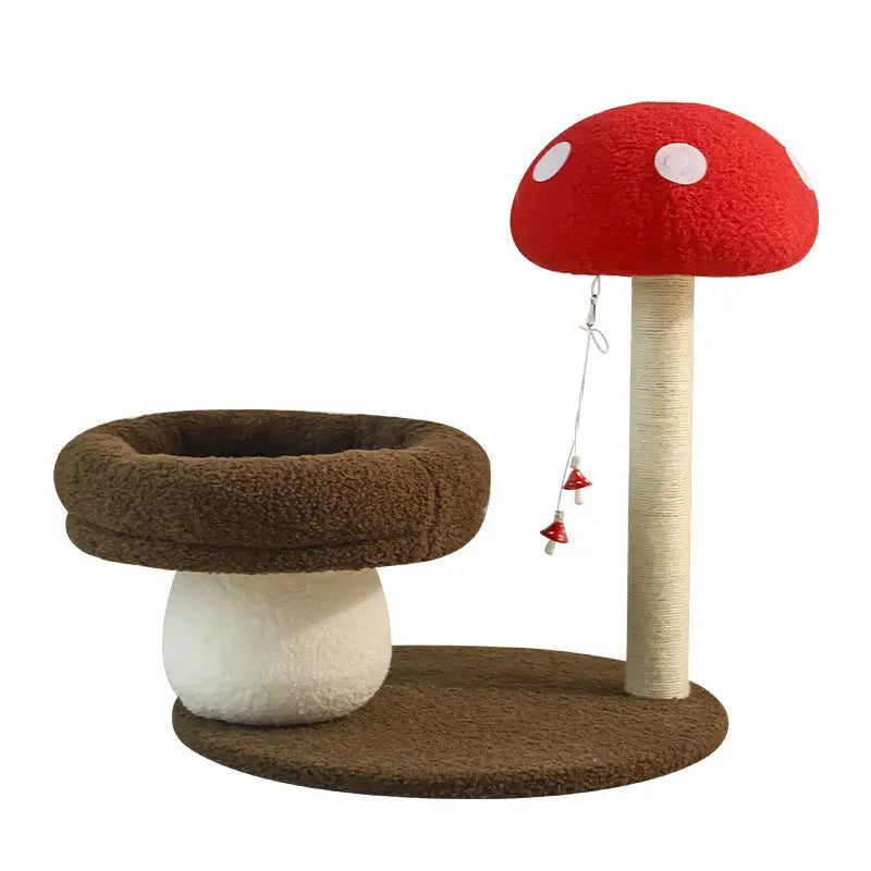 Mushroom-Themed Cat Tree with Cozy Bed and Scratching Post (48x48x58 cm) - Pet Care > Cat Supplies > Cat Furniture