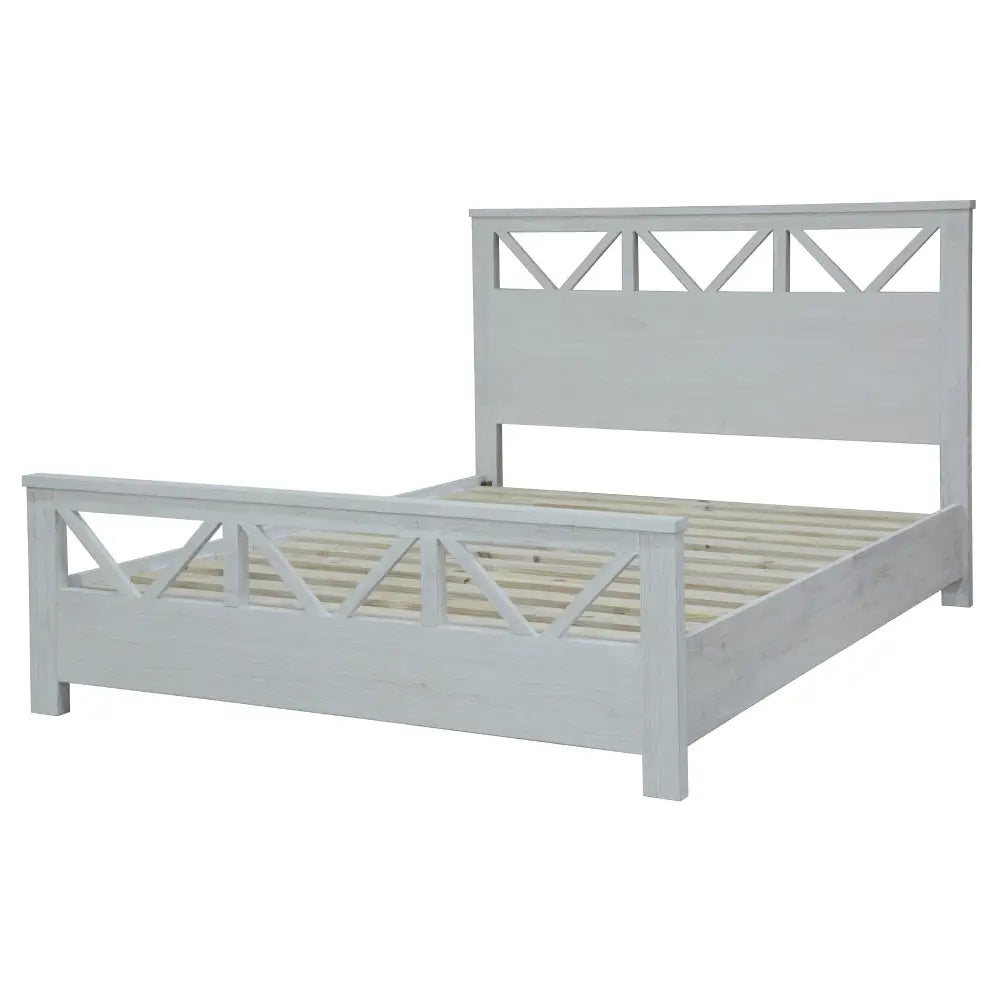 Myer 4pc King Bed Suite Bedside Tallboy Bedroom Furniture Package White Wash - Furniture > Bedroom