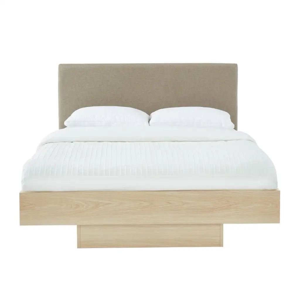 Natural Oak Wood Floating Bed Frame Queen - Furniture > Bedroom > Beds & Bed Frames