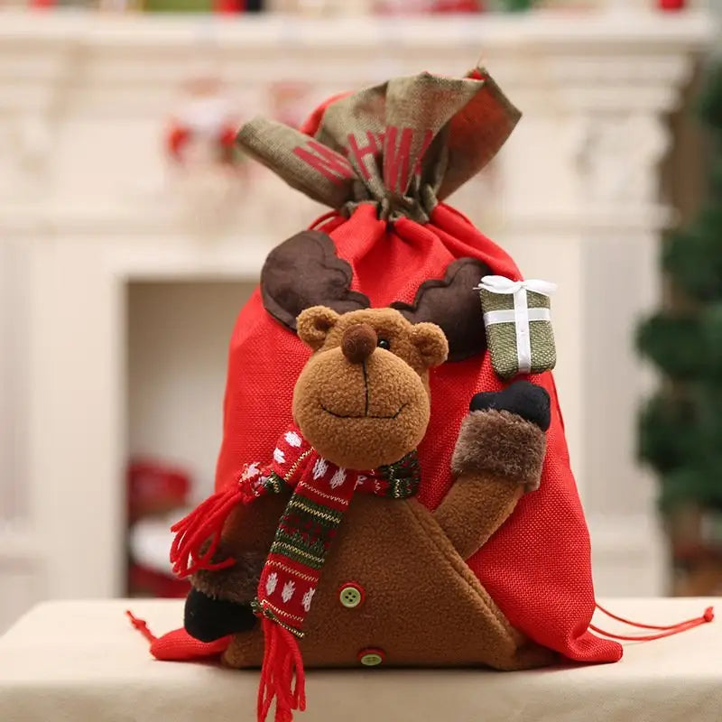 New Christmas Large Jumbo Felt Santa Sack Children Xmas Gifts Candy Stocking Bag Reindeer (56x35cm) - Occasions >