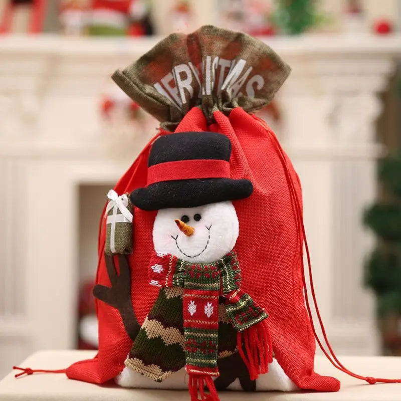 New Christmas Large Jumbo Felt Santa Sack Children Xmas Gifts Candy Stocking Bag Snowman (56x35cm) - Occasions >
