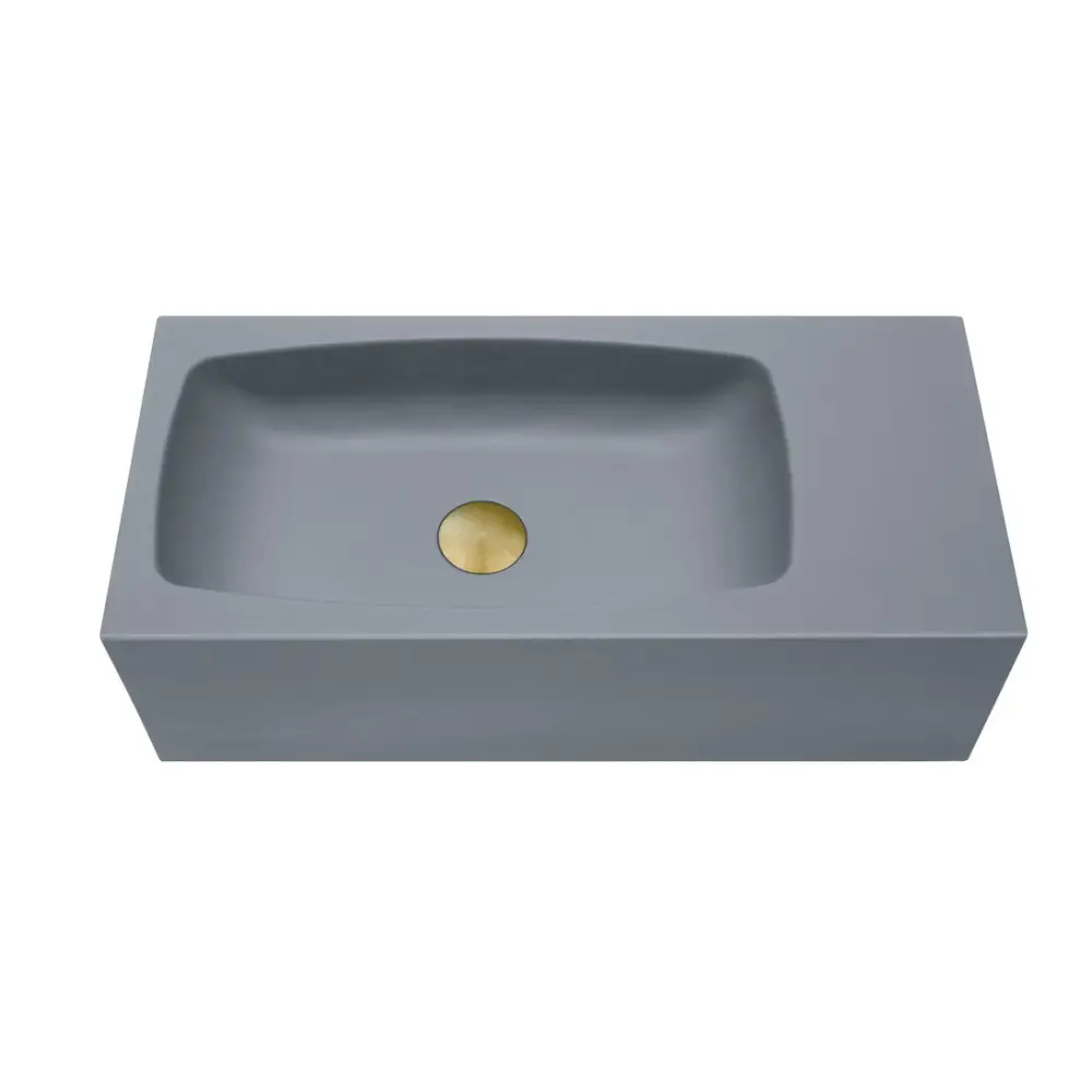 New Concrete Cement Wash Basin Counter Top Matte Dark Grey Wall Hung Curved Basin - Furniture > Bathroom > Shower Heads