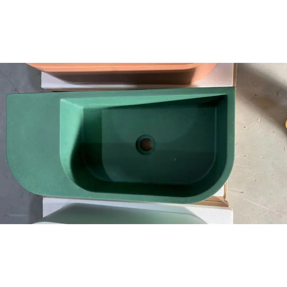 New Concrete Cement Wash Basin Counter Top Matte Lake Green Wall Hung Basin - Furniture > Bathroom > Tap & Sink