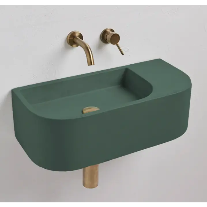 New Concrete Cement Wash Basin Counter Top Matte Lake Green Wall Hung Basin - Furniture > Bathroom > Tap & Sink