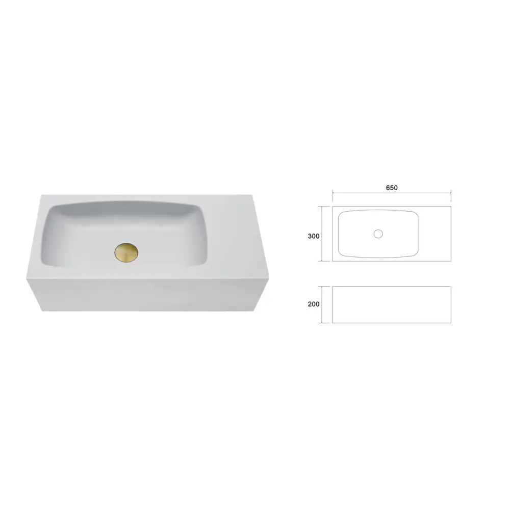 New Concrete Cement Wash Basin Counter Top Matte Light Grey Wall Hung Curved Basin - Furniture > Bathroom > Shower