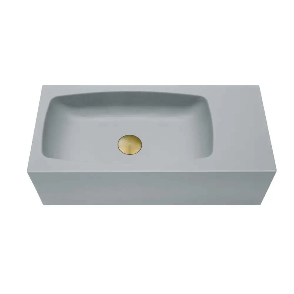 New Concrete Cement Wash Basin Counter Top Matte Light Grey Wall Hung Curved Basin - Furniture > Bathroom > Shower