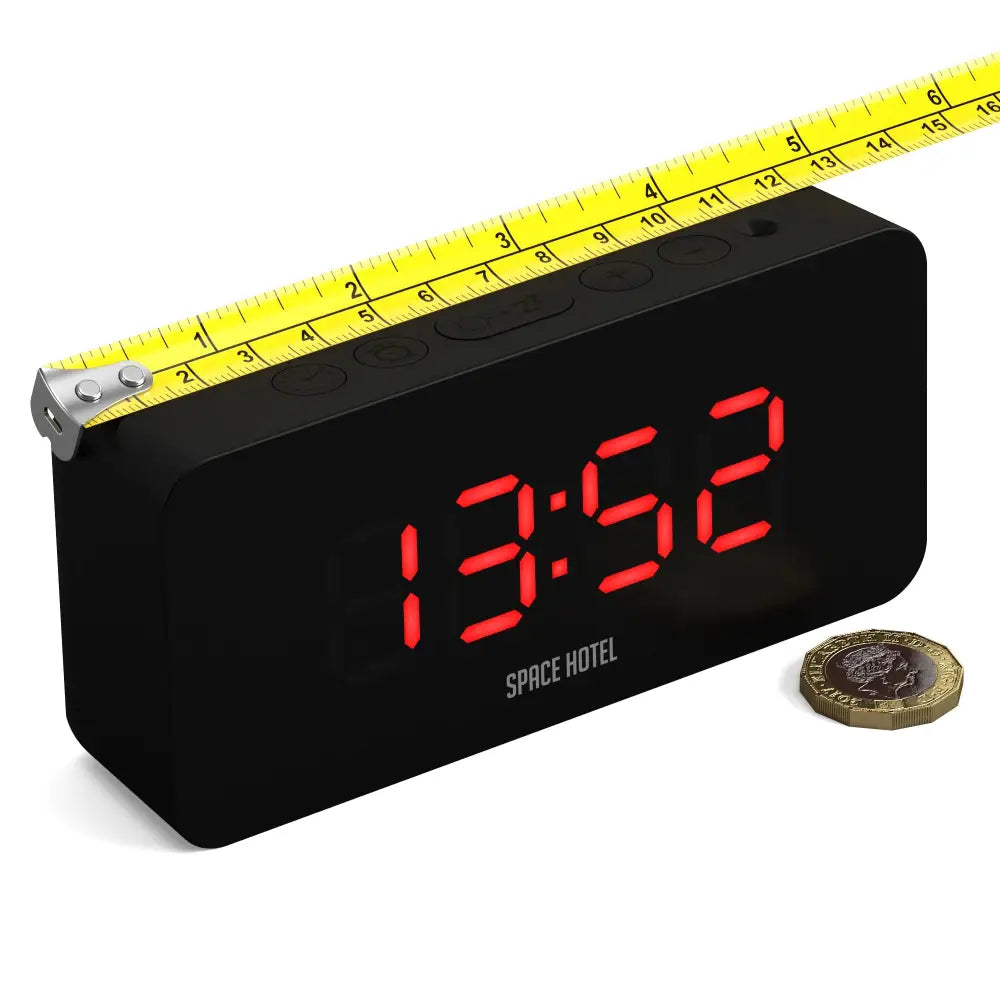 Newgate Space Hotel Hypertron Alarm Clock Black Case - Black Lens - Red Led - Home & Garden > Decor > Clocks