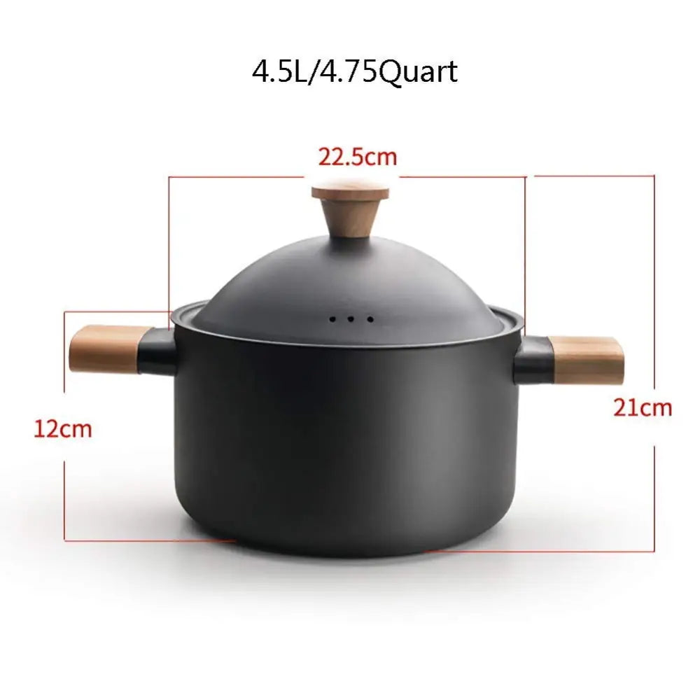 Non-stick Carbon Steel Dutch oven soup pot pan frying pan with lid wooden handle - Home & Garden > Kitchenware