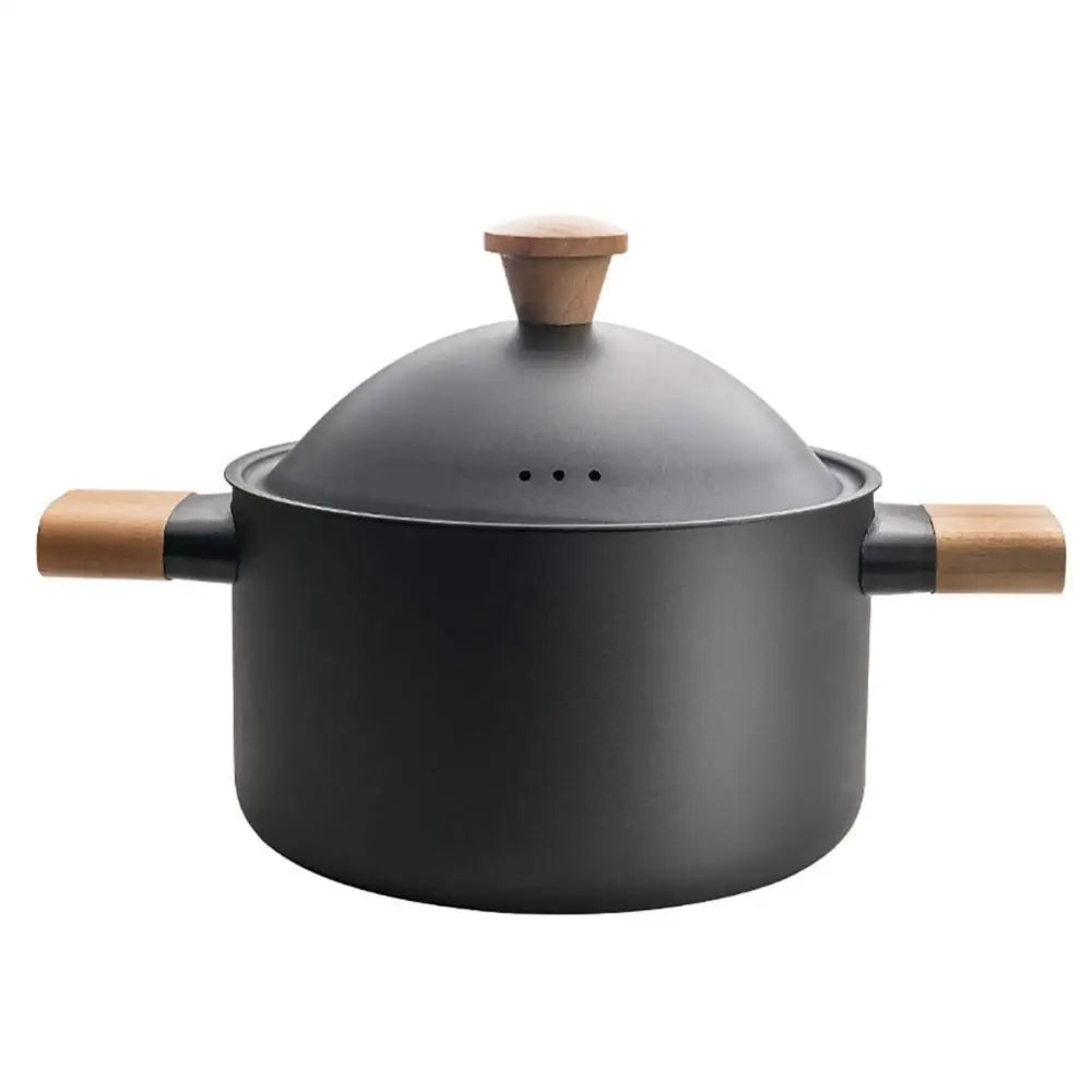 Non-stick Carbon Steel Dutch oven soup pot pan frying pan with lid wooden handle - Home & Garden > Kitchenware