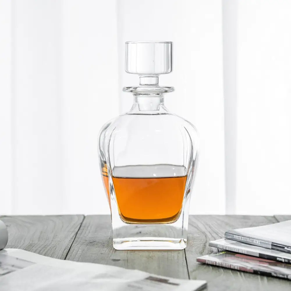 Novare Oval Whiskey Decanter Bottle With 4 Whiskey Glasses Set - Home & Garden > Kitchenware