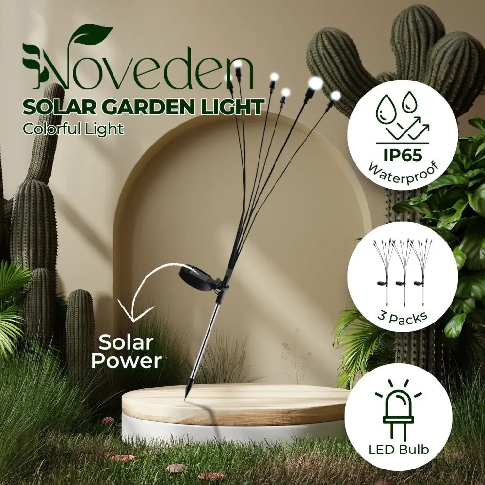 NOVEDEN 3 Pieces Solar Powered Firefly Lights (Color Light) NE-SL-109-ZL - Home & Garden > Garden Lights