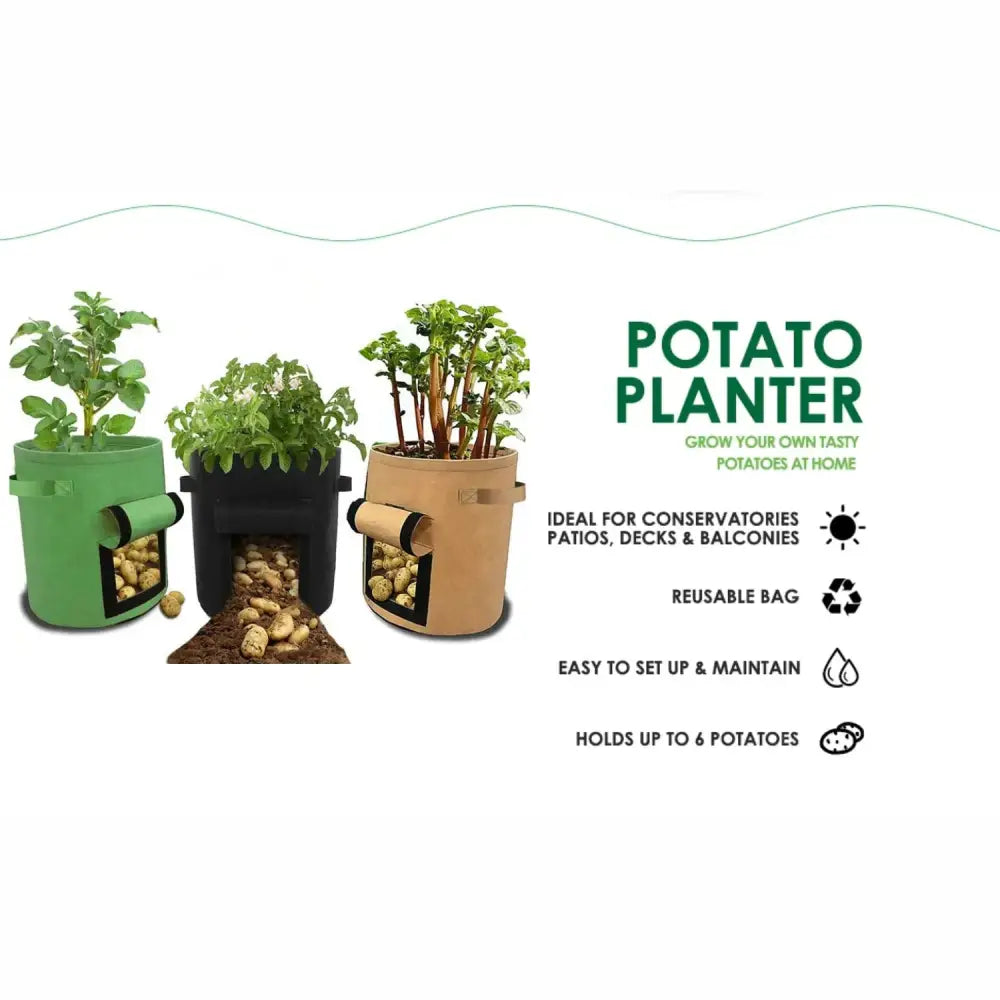 NOVEDEN 5 Packs 10 Gallon Plant Grow Bags with Window Flap (Dark Green) NE-PB-104-KJ - Home & Garden > Garden Beds