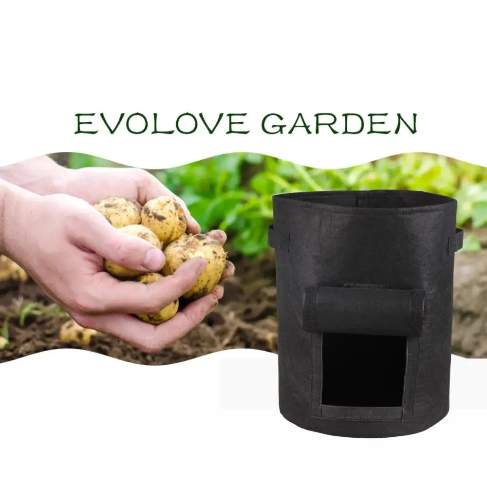 NOVEDEN 5 Packs 7 Gallon Plant Grow Bags with Window Flap (Black) NE-PB-100-KJ - Home & Garden > Garden Beds