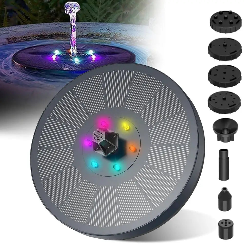 NOVEDEN Solar Fountain Water Pump for Bird Bath with RGB Color LED Lights (Black) - Home & Garden > Fountains >