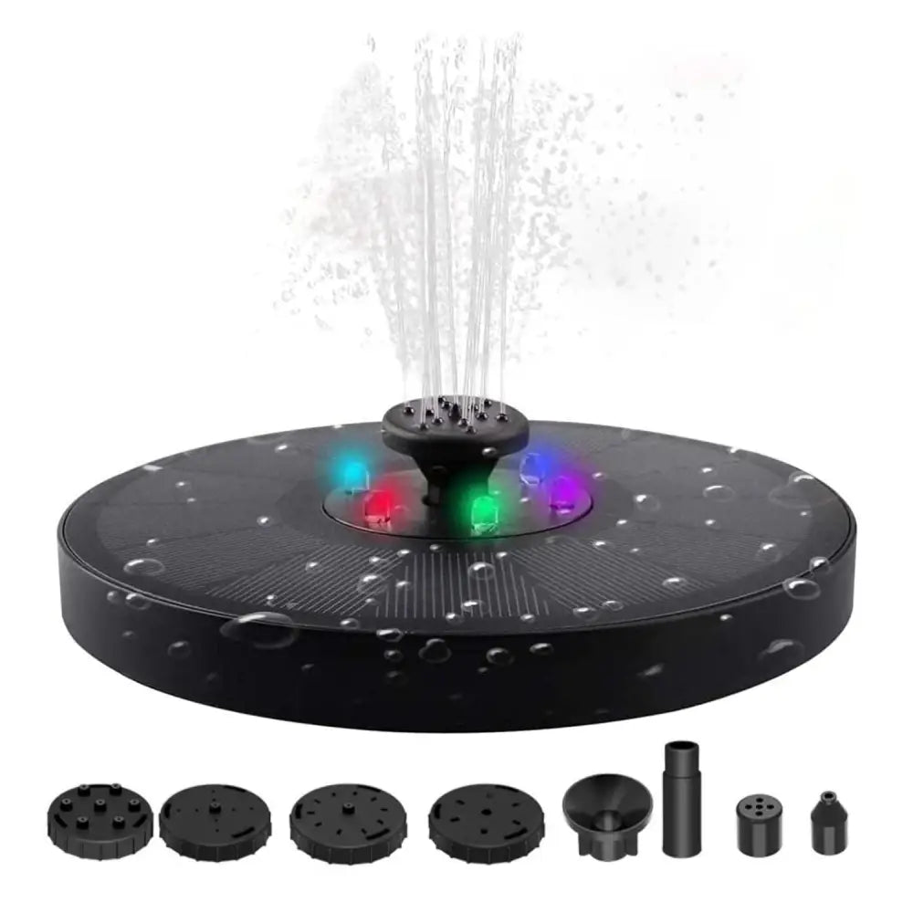 NOVEDEN Solar Fountain Water Pump for Bird Bath with RGB Color LED Lights (Black) - Home & Garden > Fountains >