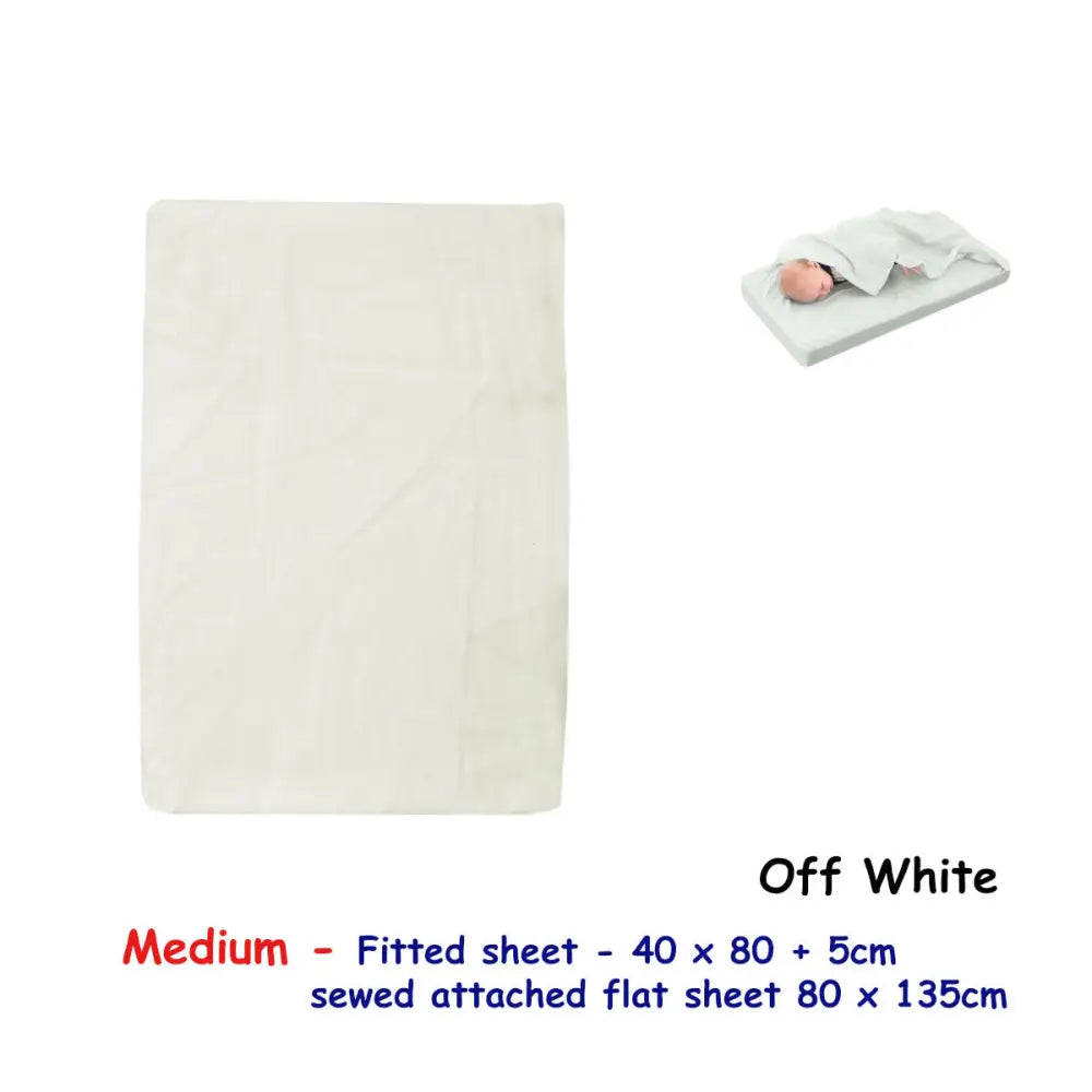 Off White Bassinet Fitted Sheet with a Flat Sheet Sewed Attached - Home & Garden > Bedding > Bed Sheets