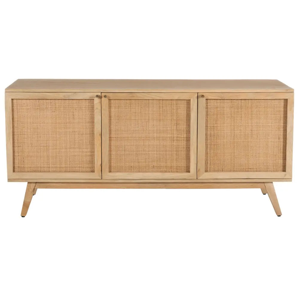 Olearia Buffet Table 150cm 3 Door Solid Mango Wood Storage Natural - Furniture > Living Room