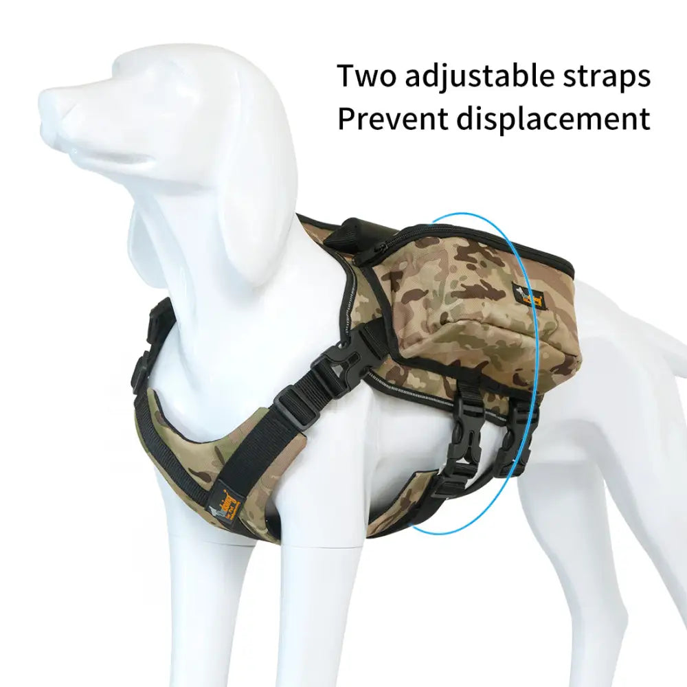 Ondoing Dog Backpack Harness Pet Saddle Bag Reflective Adjustable Outdoor Hiking-XL-Camo Pink - Pet Care > Cat Supplies