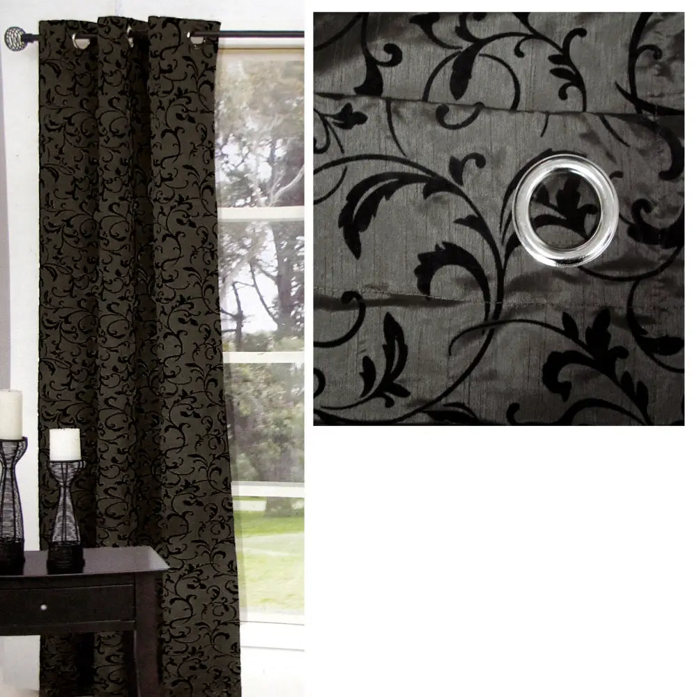 One Piece of Options Flocking Unlined Curtain 110 x 213 cm Charcoal - Home & Garden > Curtains