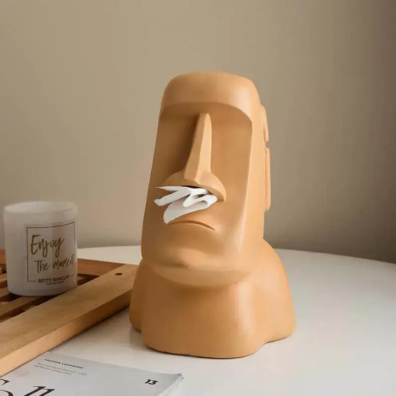 Orange Creative Moai Tissue Holder - Fun and Unique Decorative Dispenser - Home & Garden > Bathroom Accessories >
