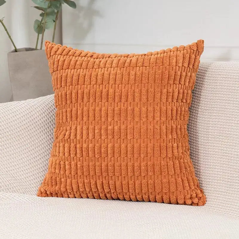 Orange Set of 2 Corduroy Style Throw Pillow Covers - Machine Washable 50*50CM - Home & Garden > Bedding > Pillowcases