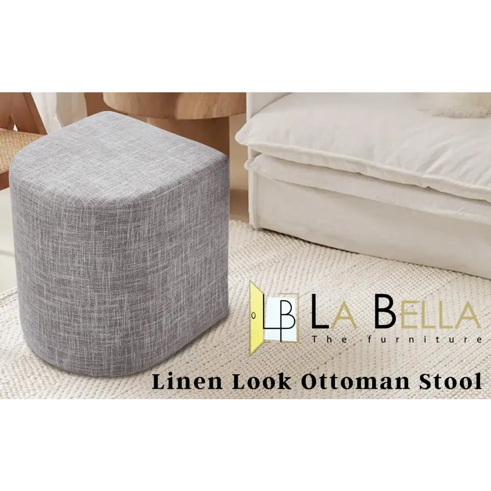 Ottoman Stool Linen Fabric Footstool Foot Rest Pouffe Pouf Seat - Dark Grey - Furniture > Living Room > Ottomans &