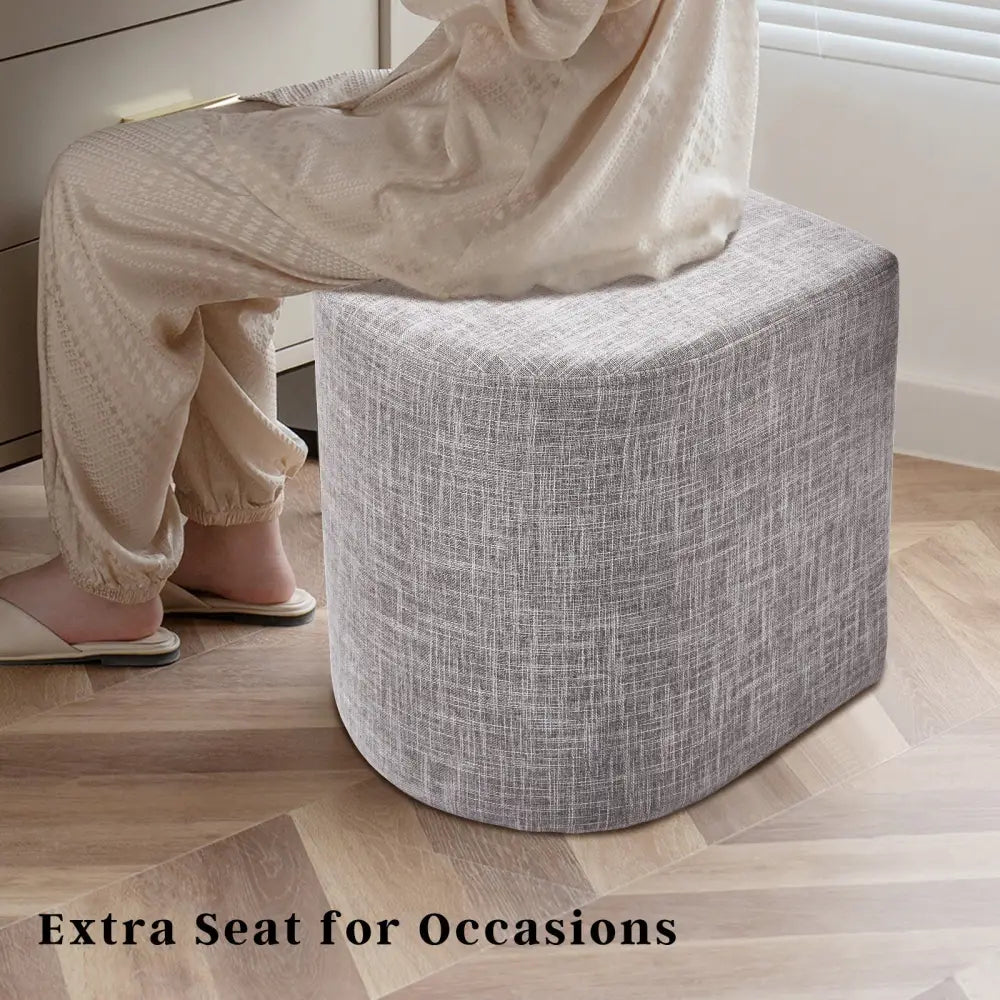 Ottoman Stool Linen Fabric Footstool Foot Rest Pouffe Pouf Seat - Dark Grey - Furniture > Living Room > Ottomans &