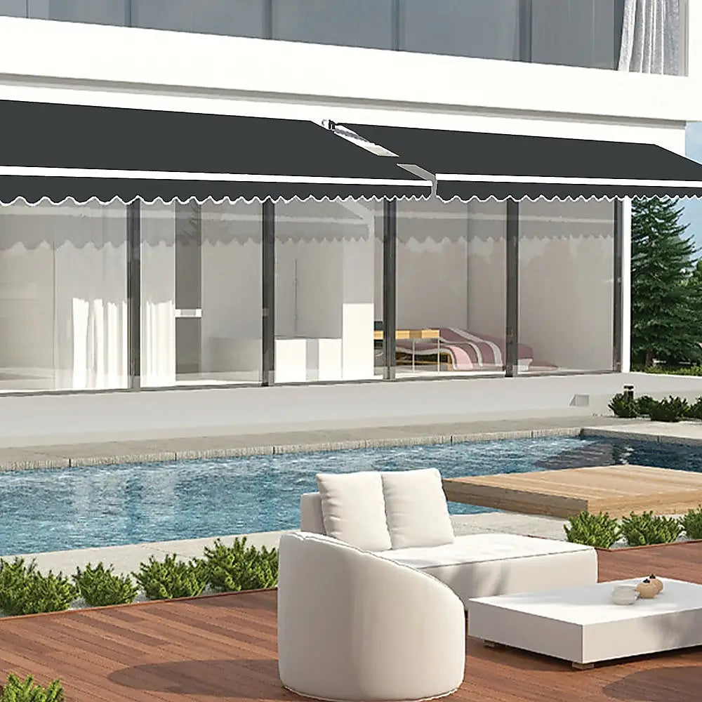 Outdoor Folding Arm Awning Retractable Sunshade Canopy Grey 4.0m x 2.5m - Home & Garden > Shading