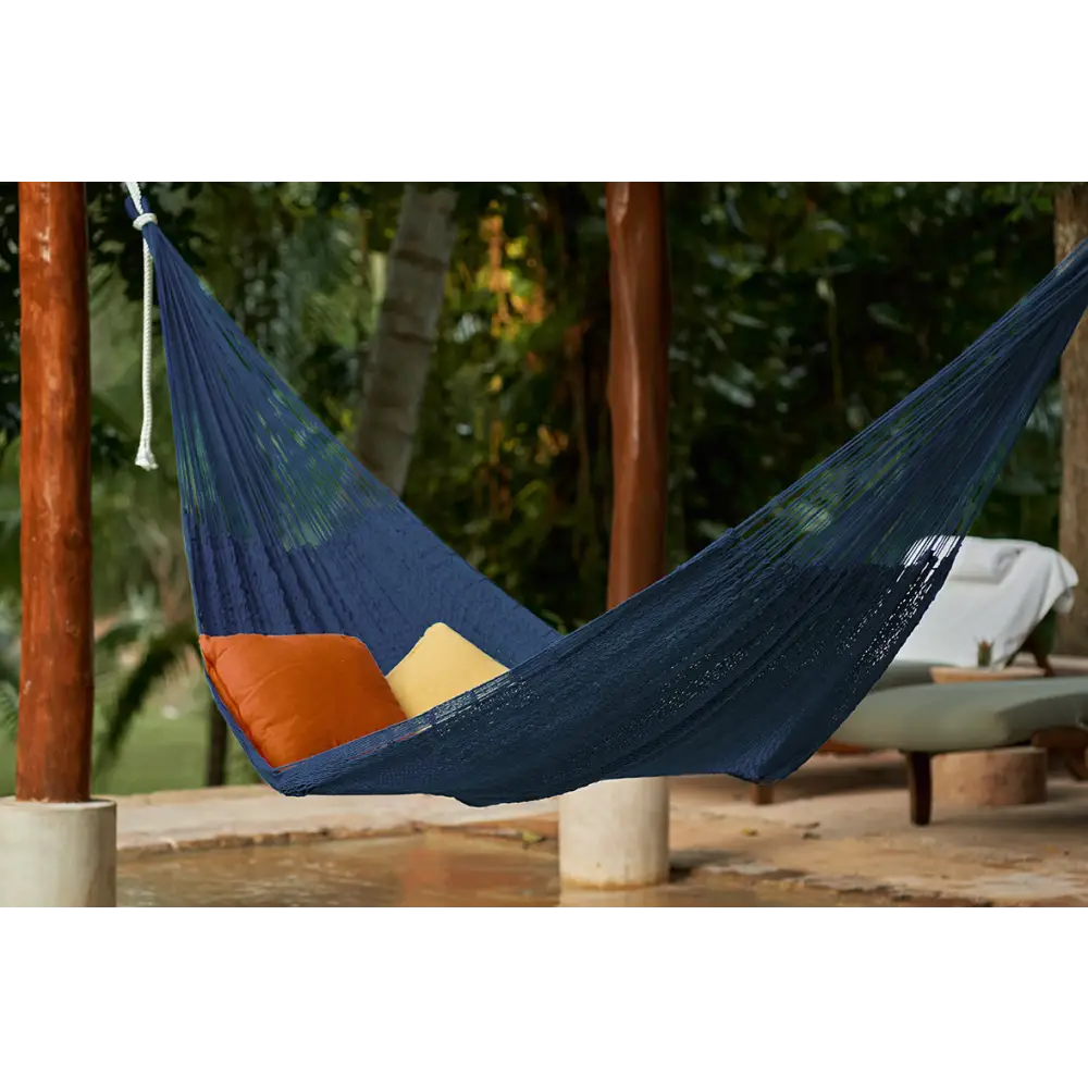 Outdoor undercover cotton Mayan Legacy hammock King size Blue - Home & Garden > Hammocks