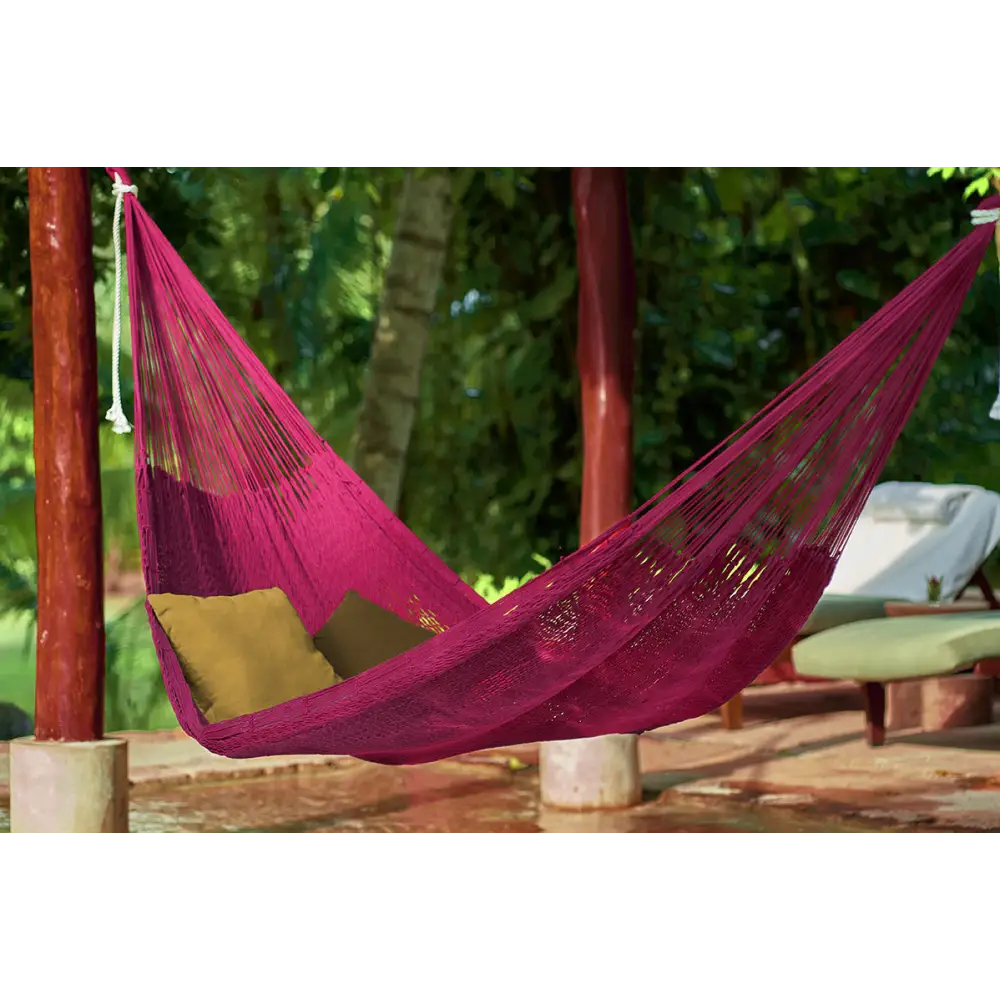Outdoor undercover cotton Mayan Legacy hammock King size Mexican Pink - Home & Garden > Hammocks