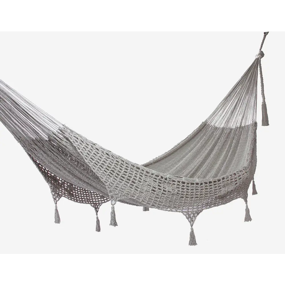 Outdoor undercover cotton Mayan Legacy hammock with hand crocheted tassels King Size Dream Sands - Home & Garden >