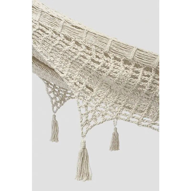 Outdoor undercover cotton Mayan Legacy hammock with hand crocheted tassels King Size Marble - Home & Garden > Hammocks