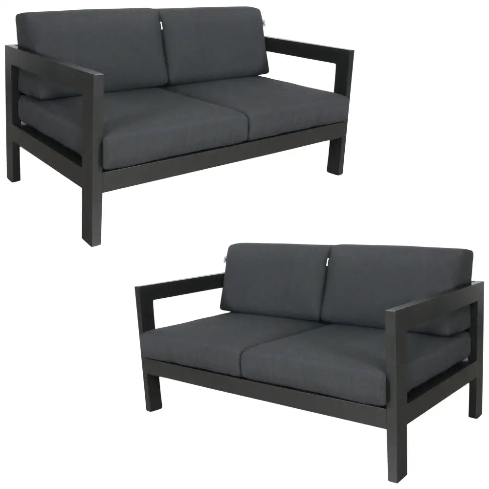 Outie 2pc Set 2 + 2 Seater Outdoor Sofa Lounge Aluminium Frame Charcoal - Furniture > Outdoor