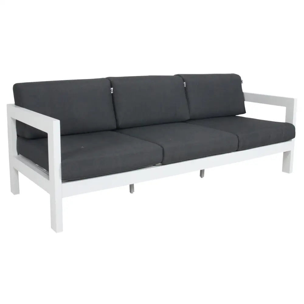 Outie 3pc Set 1 + 2 + 3 Seater Outdoor Sofa Lounge Aluminium Frame White - Furniture > Outdoor