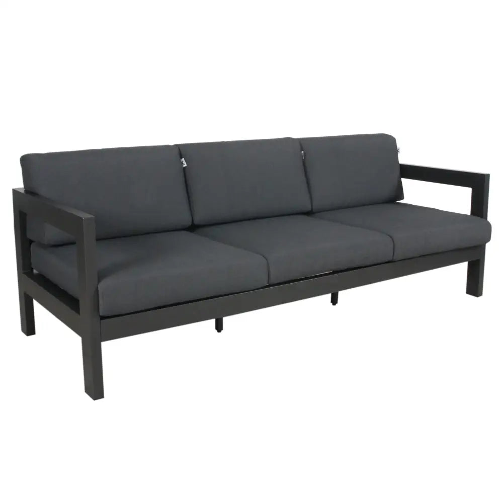 Outie 4pc Set 1 + 1 + 3 Seater Outdoor Sofa Lounge Coffee Table Aluminium Charcoal - Furniture > Outdoor