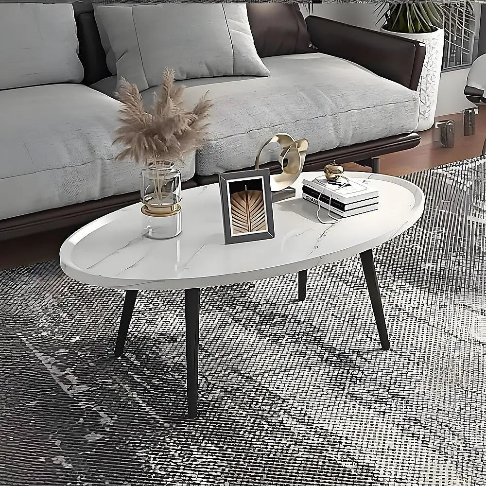 Oval Coffee Table Mid Century Modern Minimalist Display - Furniture > Living Room > Side Tables