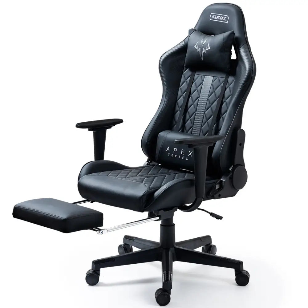 OVERDRIVE Apex Series Reclining Gaming Ergonomic Office Chair with Footrest Black - Furniture > Office
