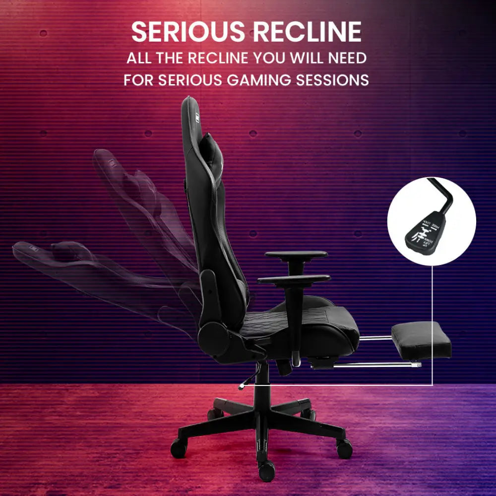 OVERDRIVE Apex Series Reclining Gaming Ergonomic Office Chair with Footrest Black - Furniture > Office